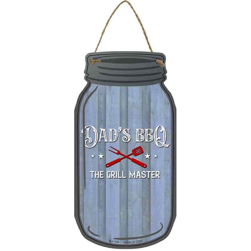 Dad Grill Master Novelty Metal Mason Jar Sign