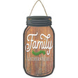 Family Gathers Here Novelty Metal Mason Jar Sign