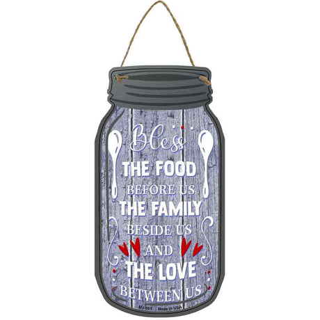 Bless Food Family Love Novelty Metal Mason Jar Sign