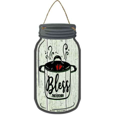 Bless Kitchen Pot Novelty Metal Mason Jar Sign