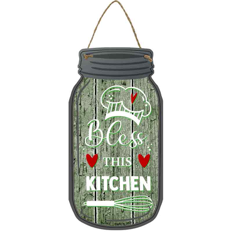 Bless Kitchen Green Novelty Metal Mason Jar Sign