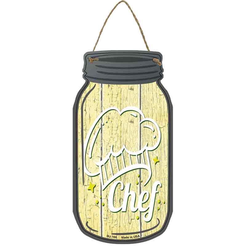 Chef Hat Yellow Novelty Metal Mason Jar Sign