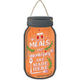 Meals And Memories Orange Novelty Metal Mason Jar Sign