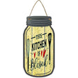 Kitchen Blessed Yellow Novelty Metal Mason Jar Sign