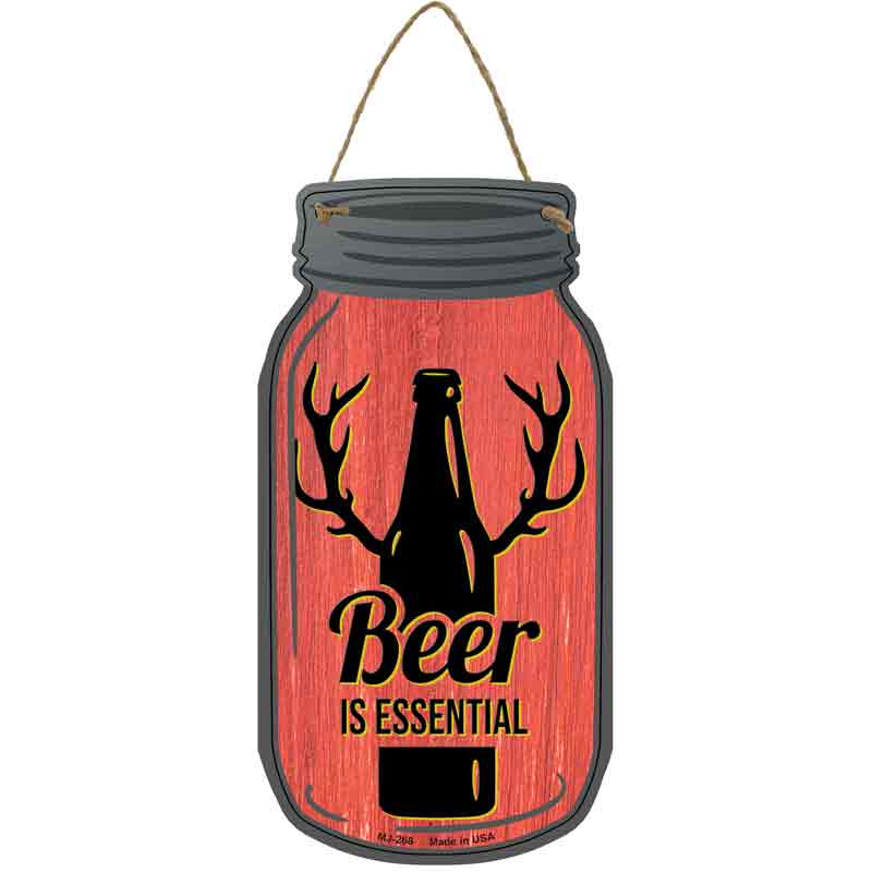 Beer Essential Antlers Novelty Metal Mason Jar Sign