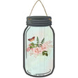 Small Pink Flowers With Music Novelty Metal Mason Jar Sign