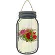 Red Bouquet With Music Novelty Metal Mason Jar Sign