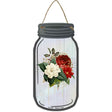 Red And White Flowers With Notes Novelty Metal Mason Jar Sign