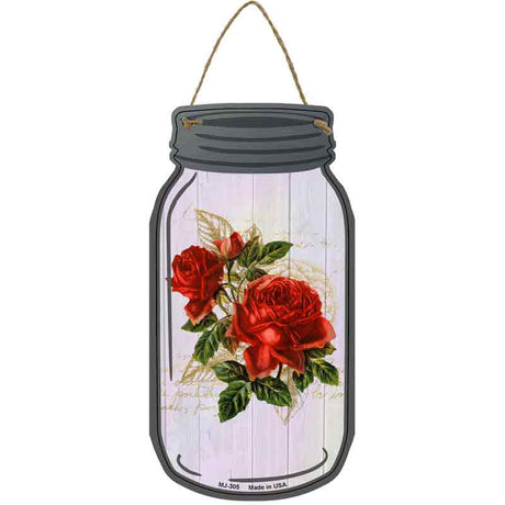 Roses With Notes Novelty Metal Mason Jar Sign