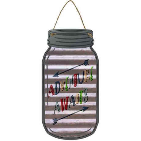 Adventure Awaits Colors Corrugated Novelty Metal Mason Jar Sign