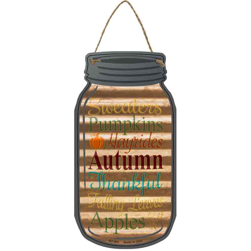 Autumn Corrugated Gold Novelty Metal Mason Jar Sign