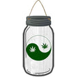 Yin Yang Marijuana Leaf Novelty Metal Mason Jar Sign