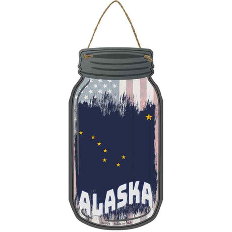 Alaska | USA Flag Novelty Metal Mason Jar Sign