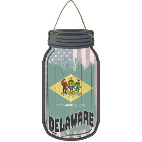 Delaware | USA Flag Novelty Metal Mason Jar Sign