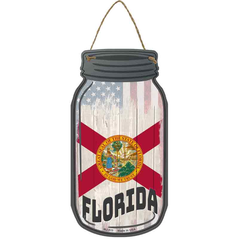 Florida | USA Flag Novelty Metal Mason Jar Sign