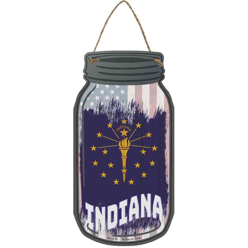 Indiana | USA Flag Novelty Metal Mason Jar Sign