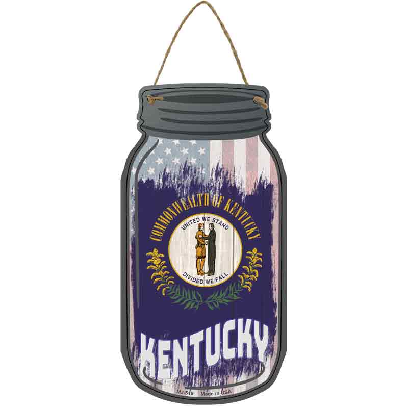 Kentucky | USA Flag Novelty Metal Mason Jar Sign