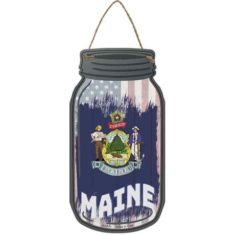 Maine | USA Flag Novelty Metal Mason Jar Sign