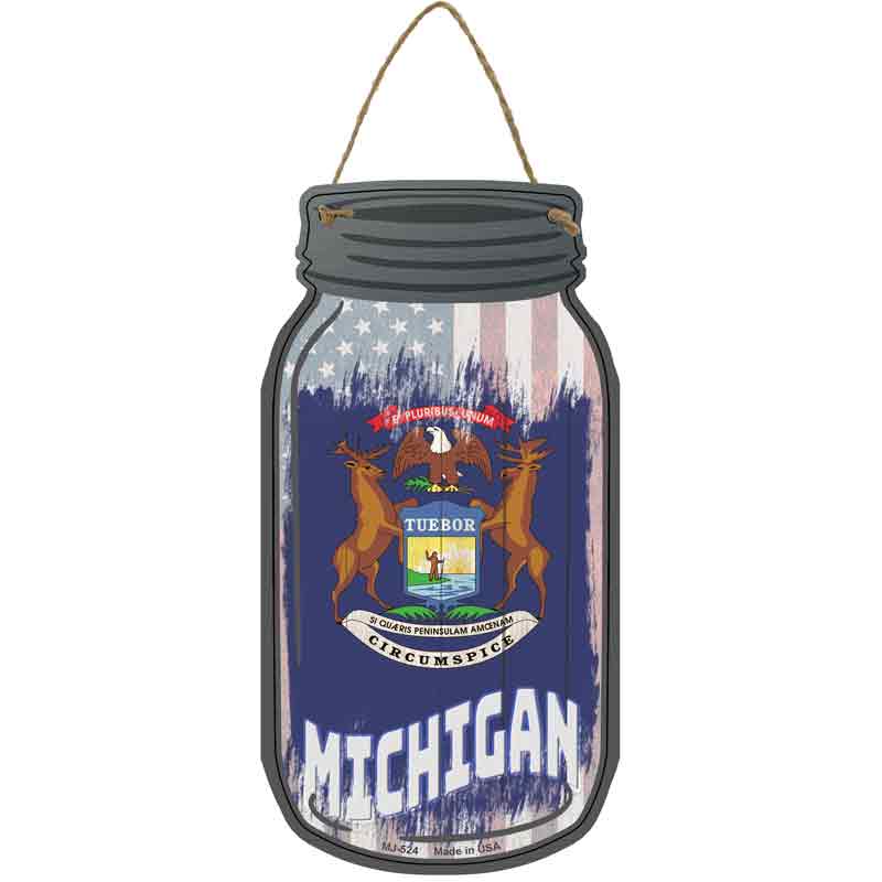 Michigan | USA Flag Novelty Metal Mason Jar Sign