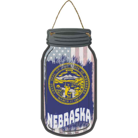 Nebraska | USA Flag Novelty Metal Mason Jar Sign