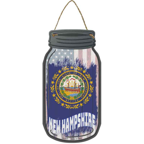 New Hampshire | USA Flag Novelty Metal Mason Jar Sign