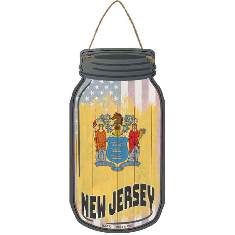 New Jersey | USA Flag Novelty Metal Mason Jar Sign