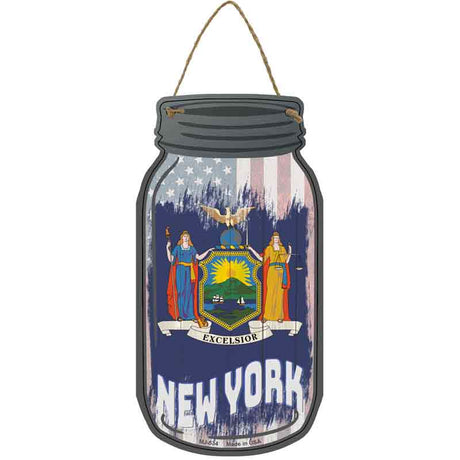 New York | USA Flag Novelty Metal Mason Jar Sign