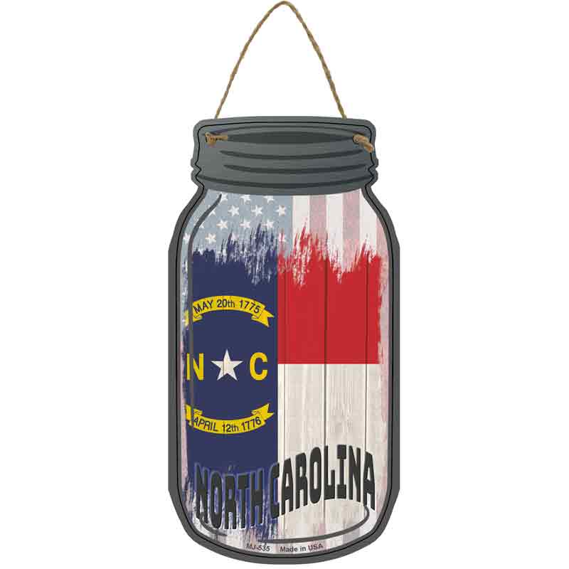 North Carolina | USA Flag Novelty Metal Mason Jar Sign