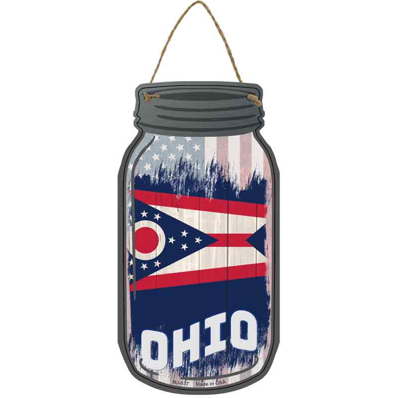 Ohio | USA Flag Novelty Metal Mason Jar Sign