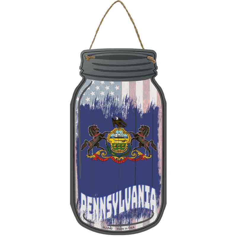 Pennsylvania | USA Flag Novelty Metal Mason Jar Sign