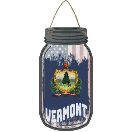 Vermont | USA Flag Novelty Metal Mason Jar Sign