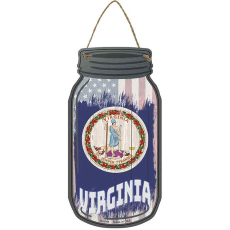 Virginia | USA Flag Novelty Metal Mason Jar Sign