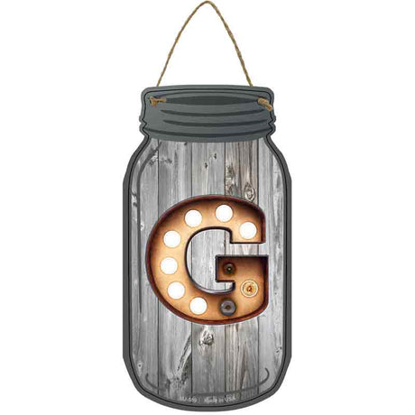 G Bulb Lettering Novelty Metal Mason Jar Sign