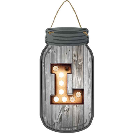 L Bulb Lettering Novelty Metal Mason Jar Sign