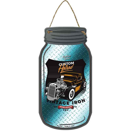 Custom Hot Rod Blue Diamond Novelty Metal Mason Jar Sign