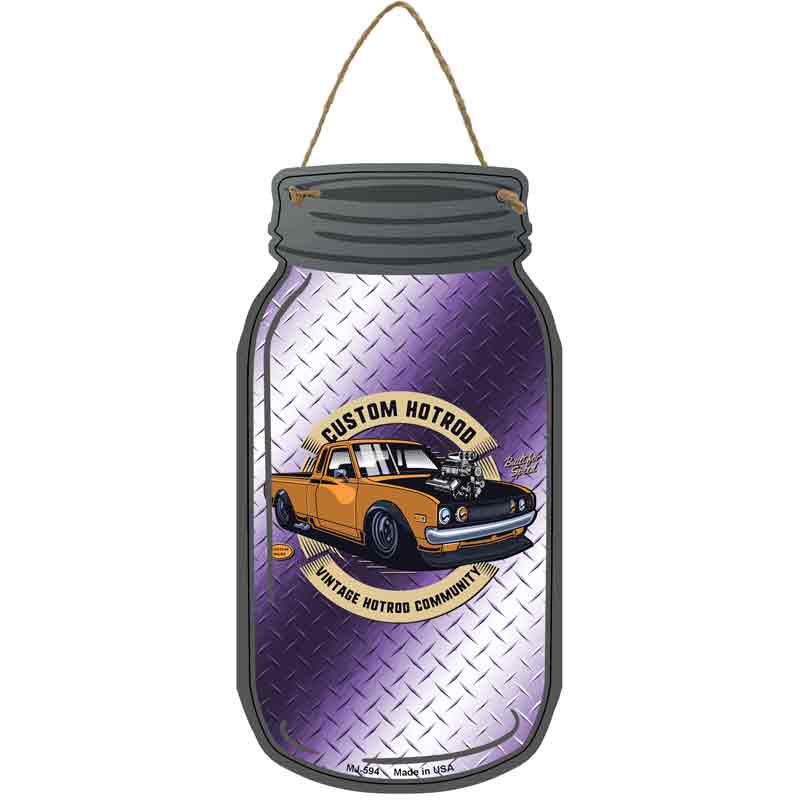 Custom Hot Rod Purple Diamond Novelty Metal Mason Jar Sign