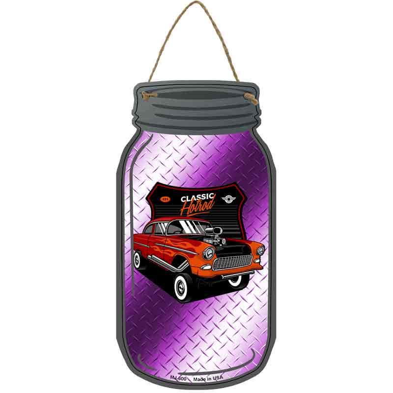 Classic Hot Rod Purple Diamond Novelty Metal Mason Jar Sign