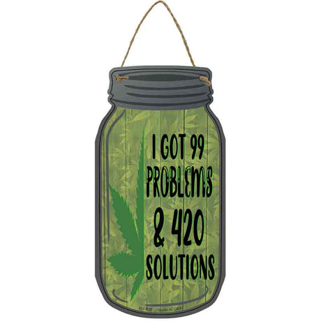 420 Solutions Novelty Metal Mason Jar Sign