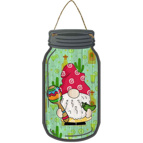 Gnome With Maracca Novelty Metal Mason Jar Sign