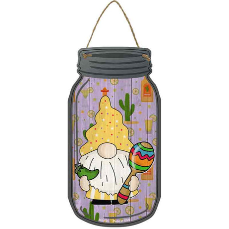 Gnome With Jalapeno Novelty Metal Mason Jar Sign