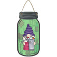 Gnome With Towel Novelty Metal Mason Jar Sign