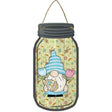 Gnome With Egg and Flowers Novelty Metal Mason Jar Sign