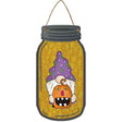 Gnome With Pumpkin Novelty Metal Mason Jar Sign