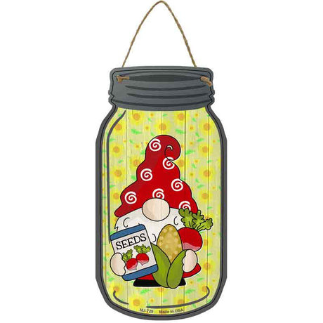 Gnome With Corn and Beets Novelty Metal Mason Jar Sign