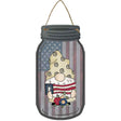 Gnome With American Flag and Flowers Novelty Metal Mason Jar Sign