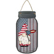 Gnome With American Pennant Flag Novelty Metal Mason Jar Sign