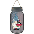 Gnome With Watermelon and Flag Novelty Metal Mason Jar Sign