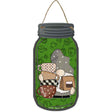 Gnome With Coffee Beans Novelty Metal Mason Jar Sign