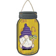 Gnome With Recorder Novelty Metal Mason Jar Sign