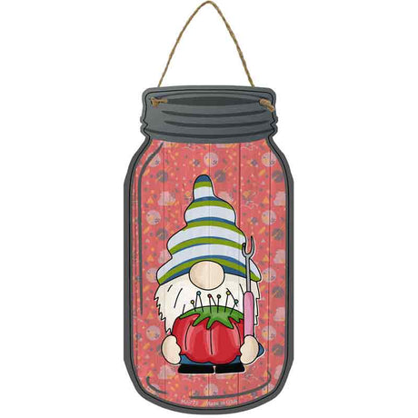 Gnomes With Pins Red Novelty Metal Mason Jar Sign